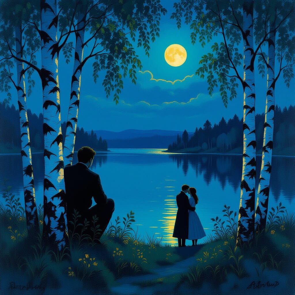 Mystical Nordic Landscape with Hidden Observer