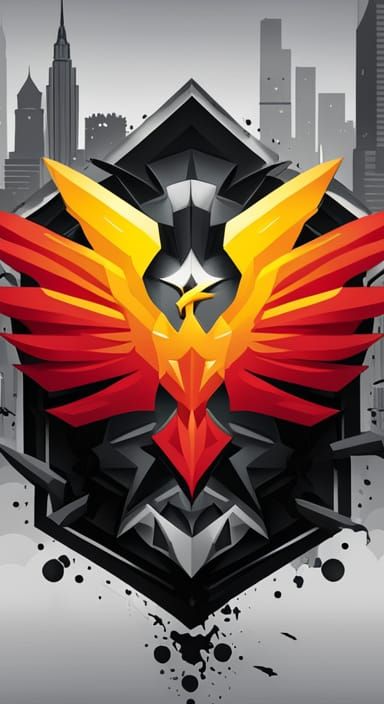 Phoenix Rising Logo in Graffiti Art Style
