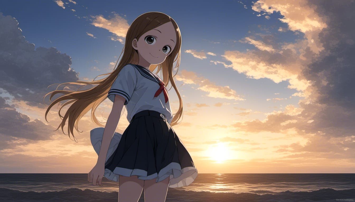 Petite Girl in Golden Sunset: Hyper-Realistic Portrait