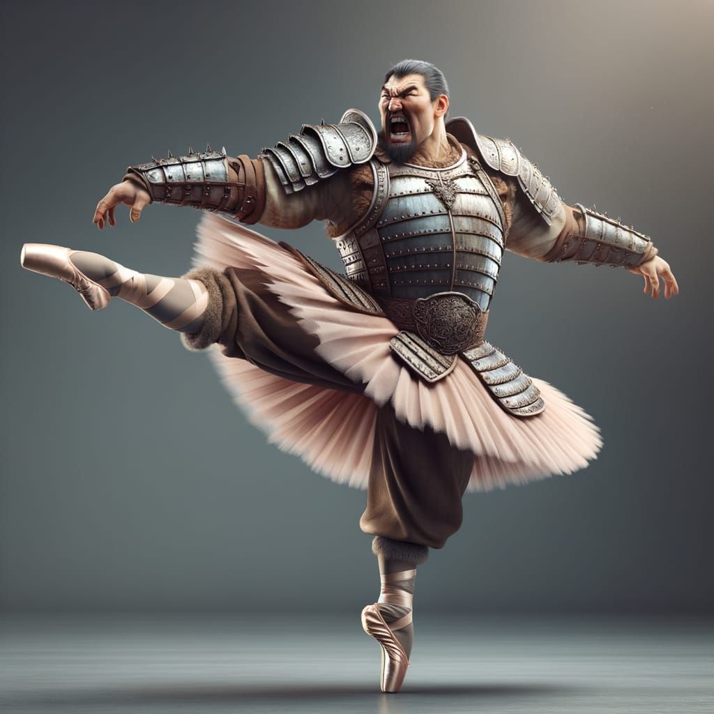 Furious Genghis Khan as Ballerina in Armor