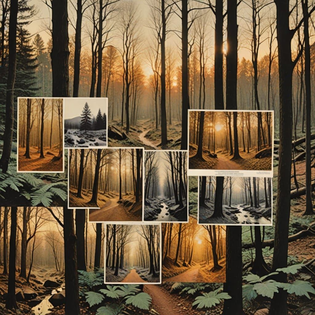 Romantic Forest Memoryscape in Vintage Collage