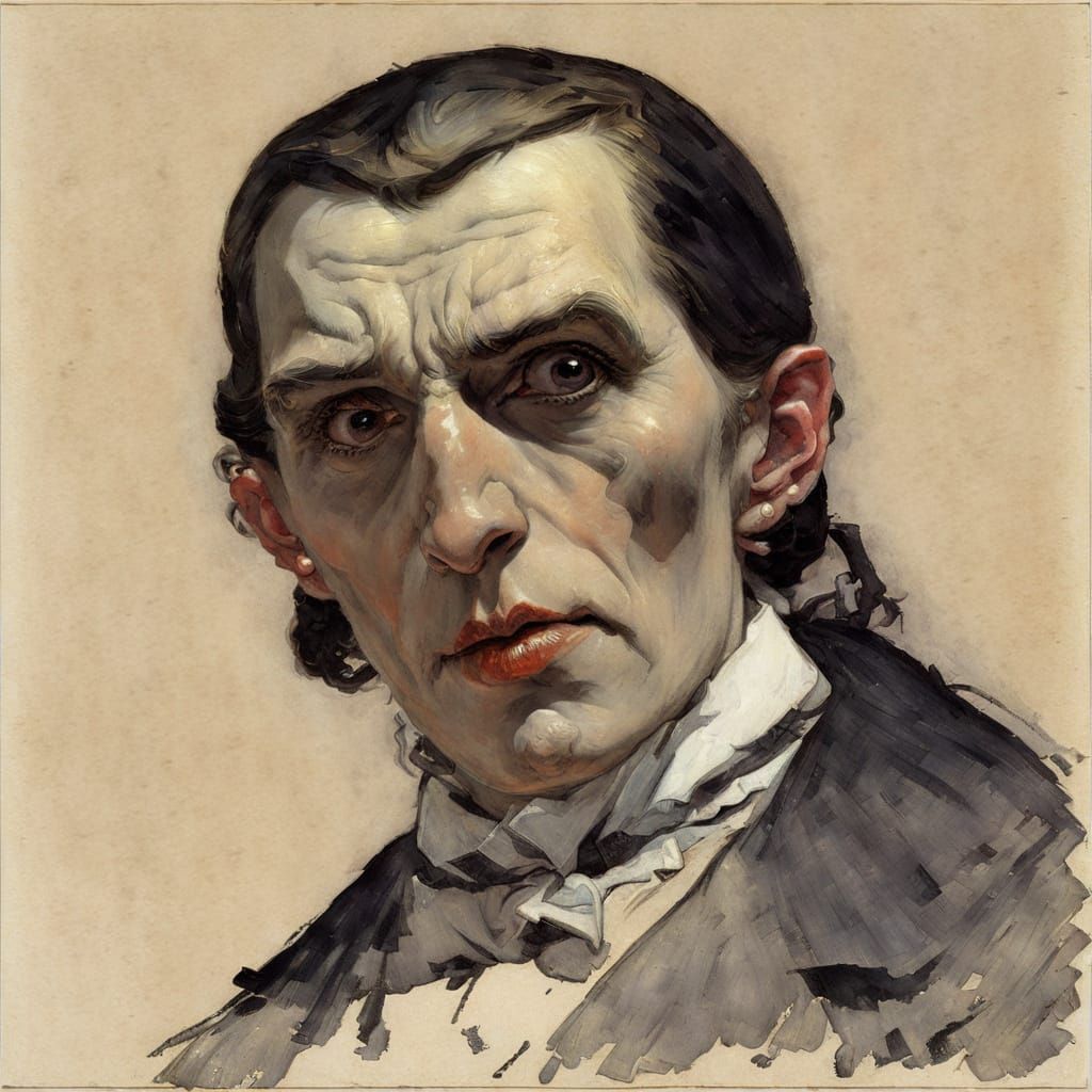 Elegant Vampire Portrait in Art Nouveau Style