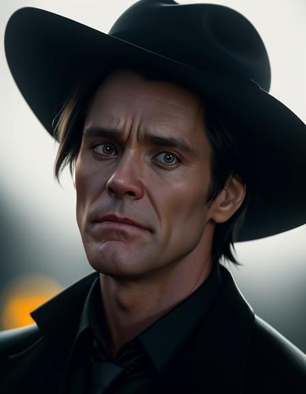 Jim Carrey as The Mask in a Cinematic Film Still