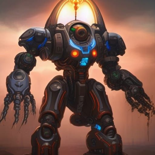 Doom Eternal ARC Mech in Dark Fantasy Concept Art