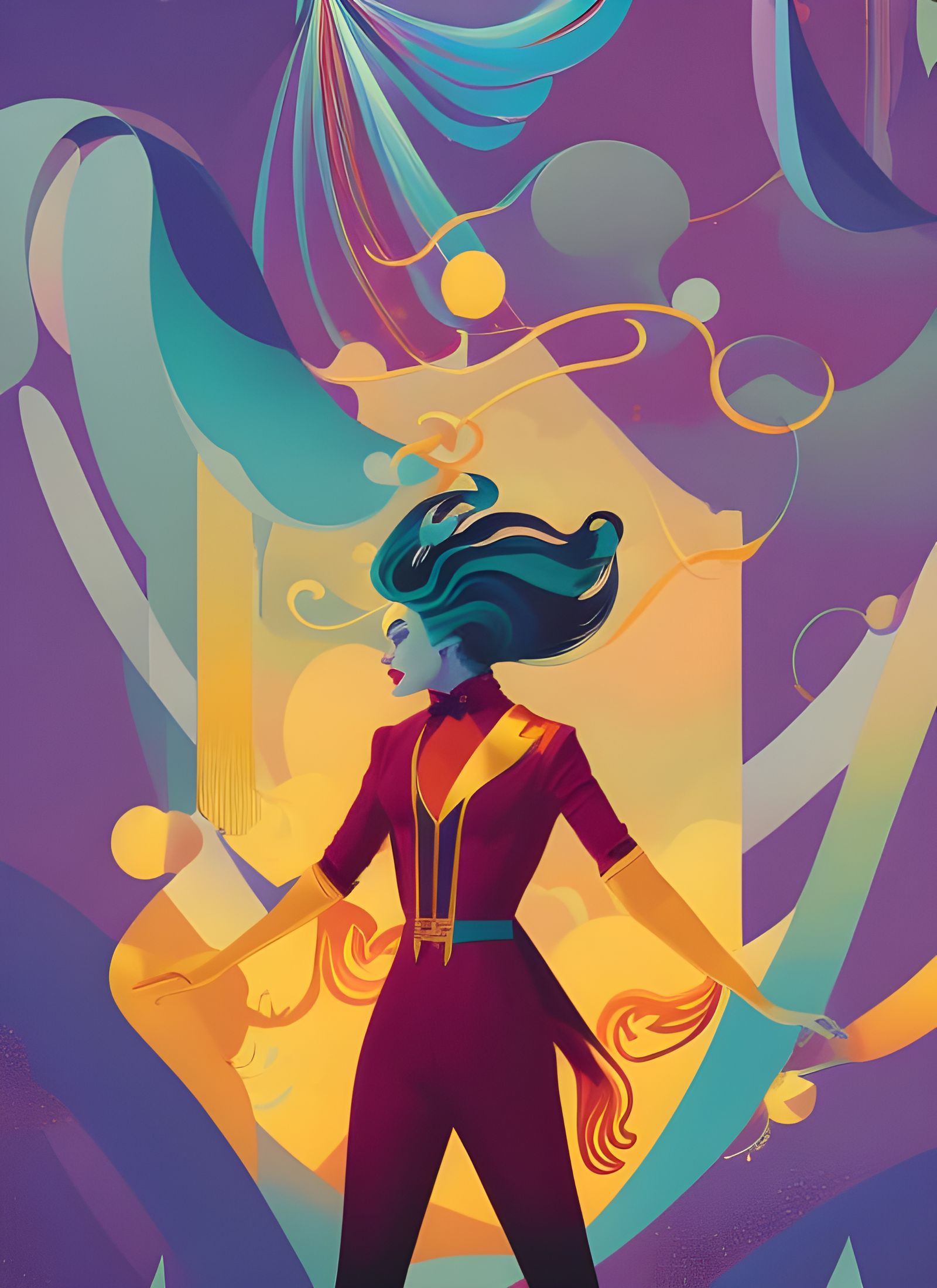 Magician's Cosmic Burst: Vintage Poster Art