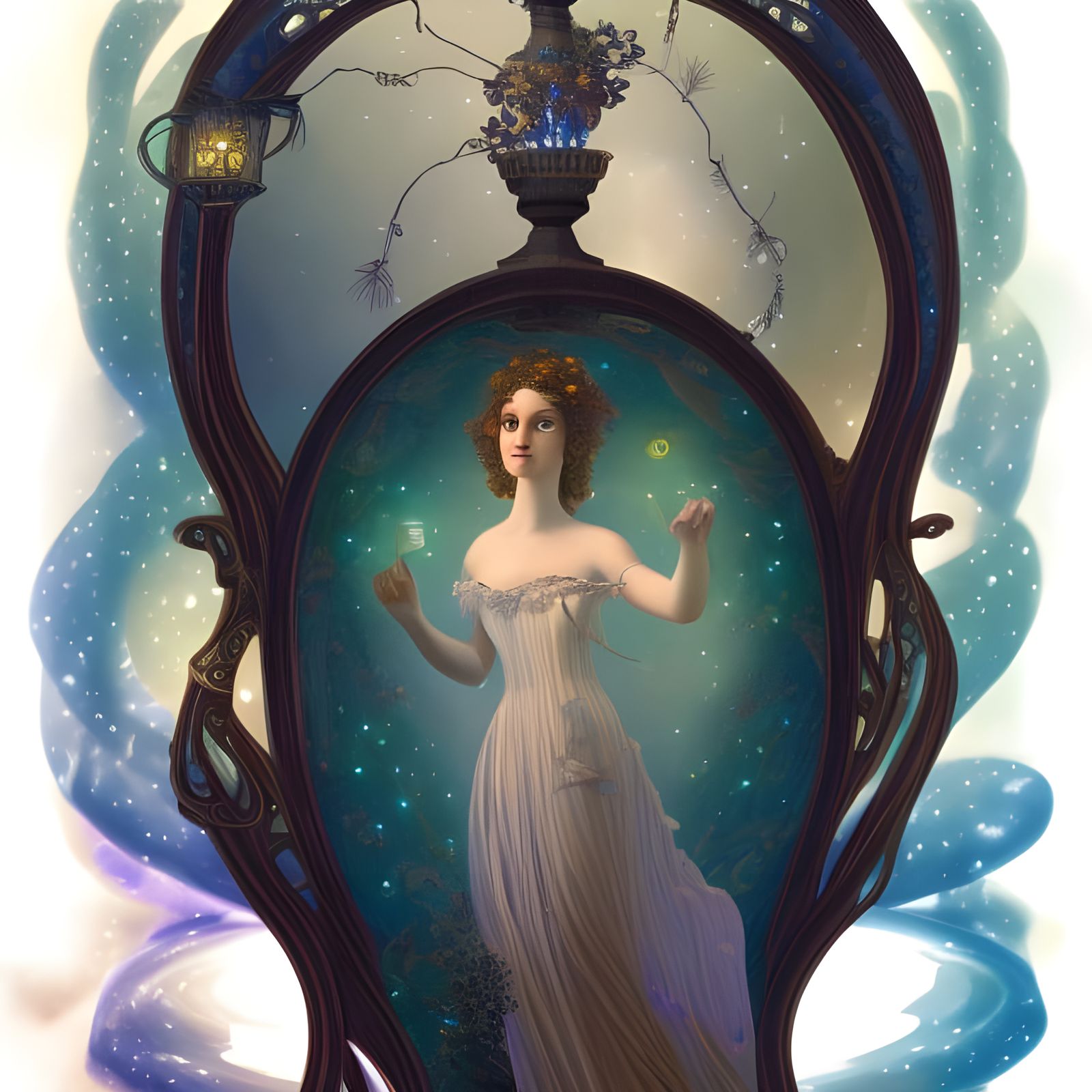 Woman in Sci-Fi Time Machine: Digital Painting