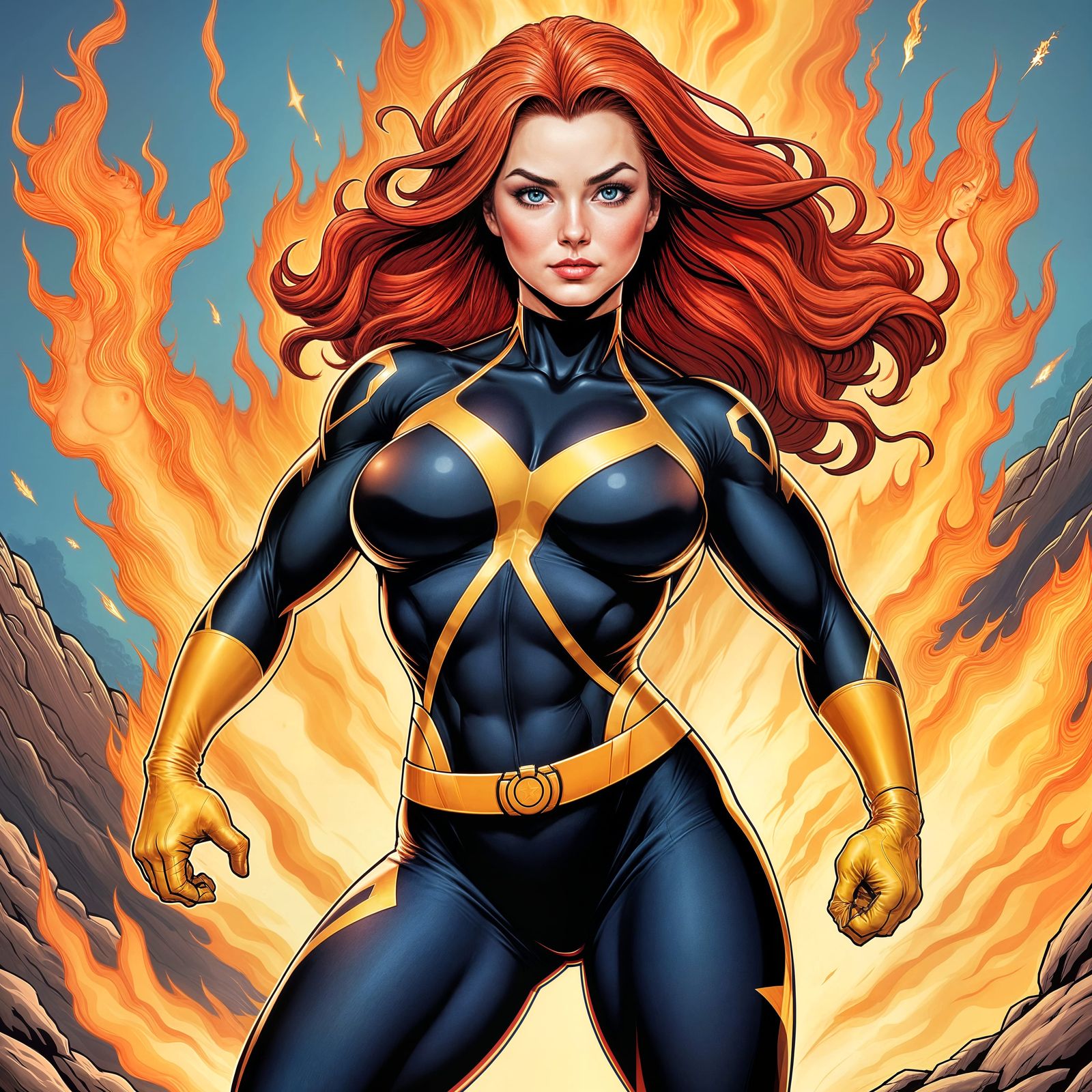 Jean Grey Comic Book Art in Caffeine Comics Style