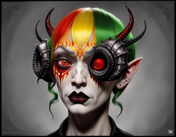 Gothic Horror: Close-Up of a Symmetrical Albino Face