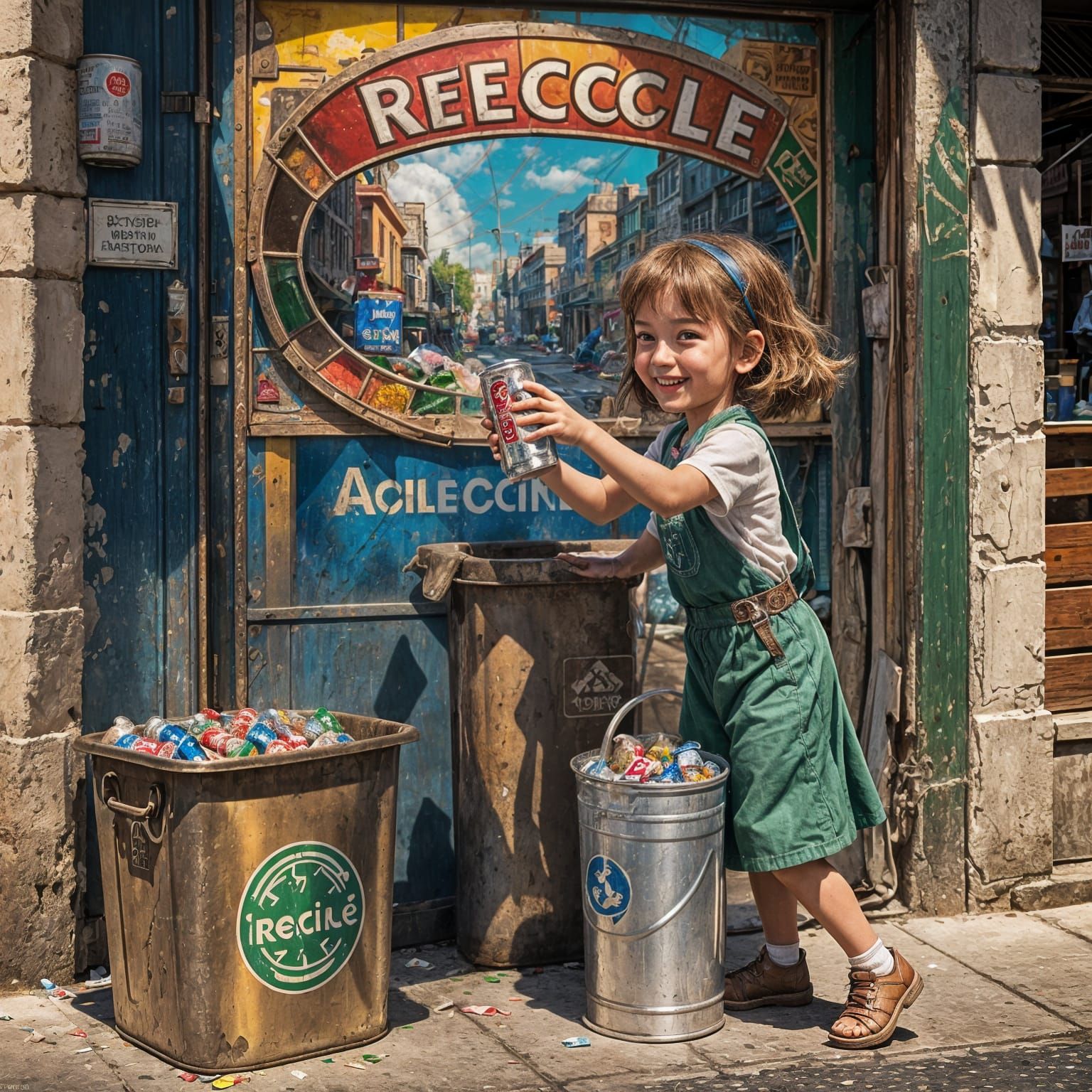 Girl Recycling Soda Can: Fantasy Concept Art