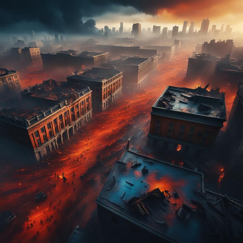 Apocalyptic Chaos: Demonic Descent on a Burning City