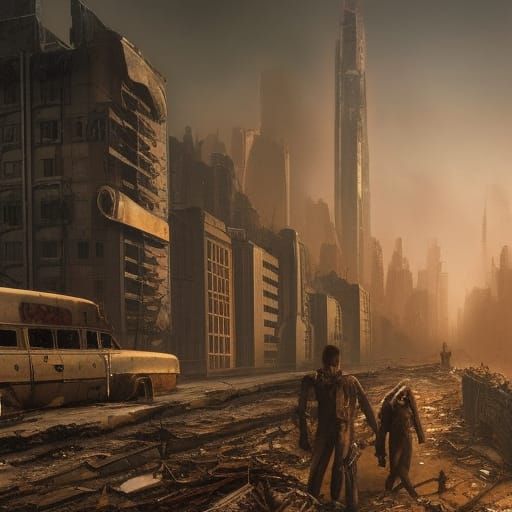 Melting Post-Apocalyptic City, Detailed Matte Painting