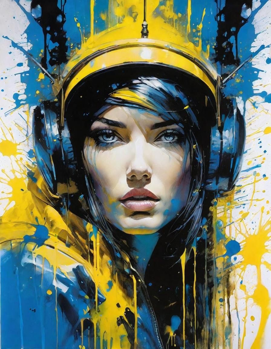 Ukrainian Woman Portrait with Ink Splatter Effect