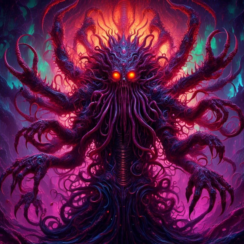 Colorful Lovecraftian Warlock Graffiti Art