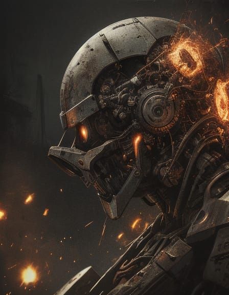 Dark Surrealist Mech Discharging Voltage