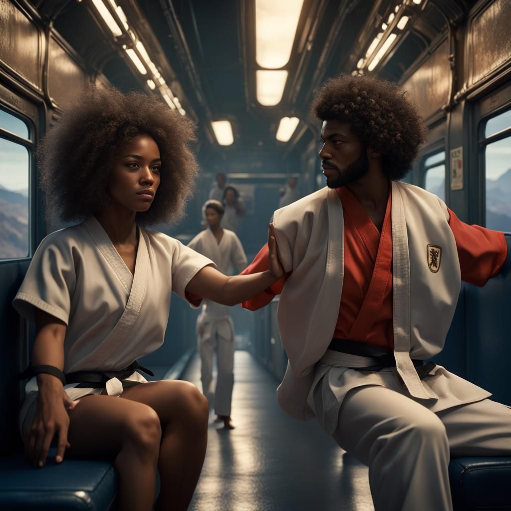 Karate Students on a Train, 1970s Style