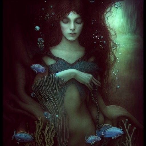 Hyperdetailed Mermaid in Underwater Seascape, Digital Art