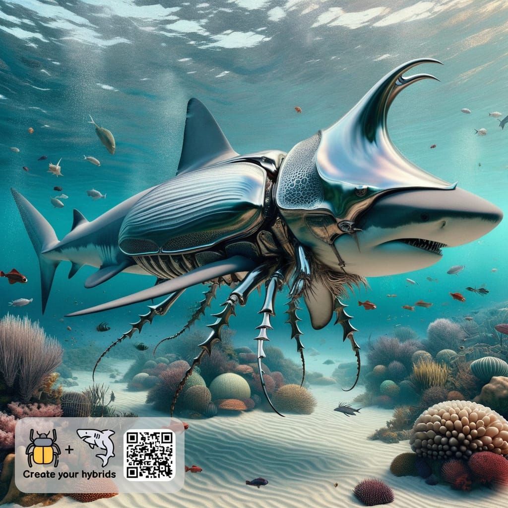 Surreal Shark Beetle Hybrid Creature