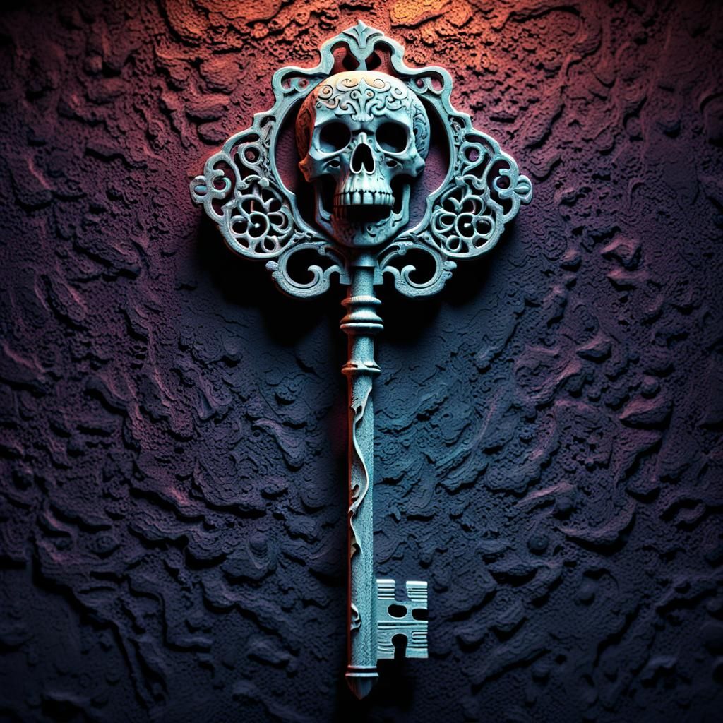 Ornate Gothic Skeleton Key in Vivid Color