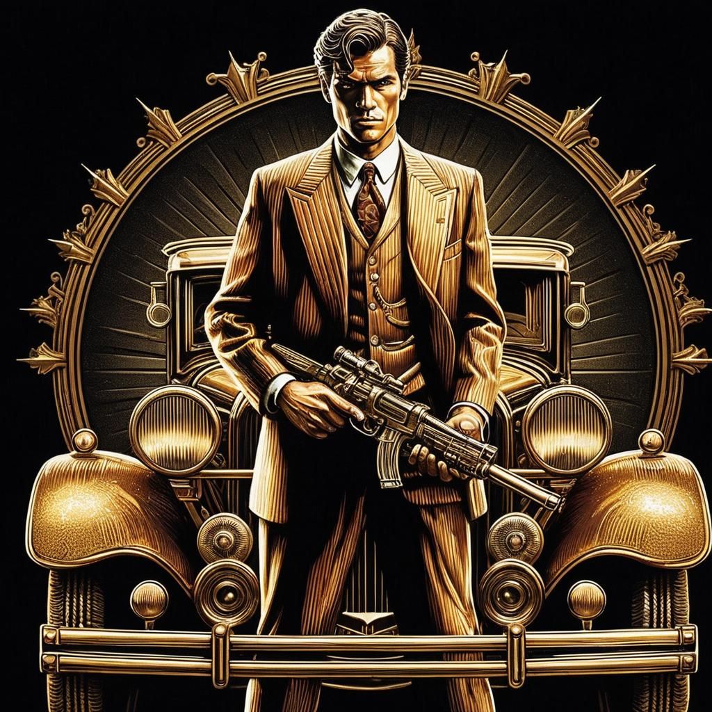 1920s Pulp Hero in Art Deco Style