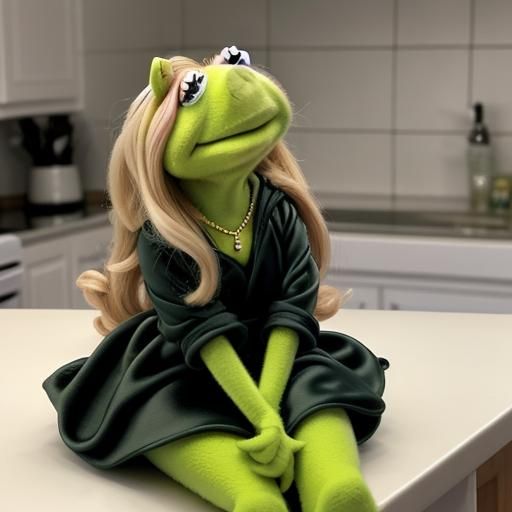 Miss Piggy and Kermit Kissing in Hyper-Detailed 16k