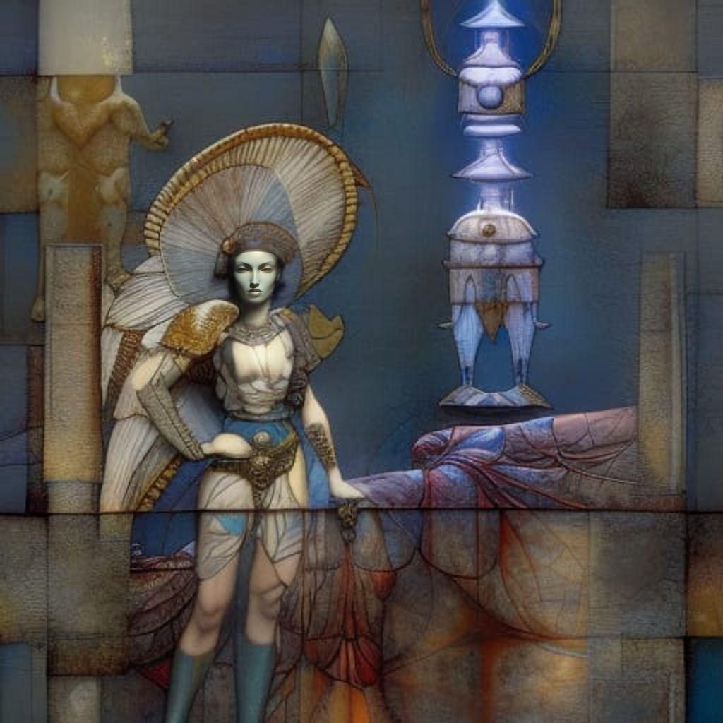 Luminescent Totem Abstract in Detailed Matte Style