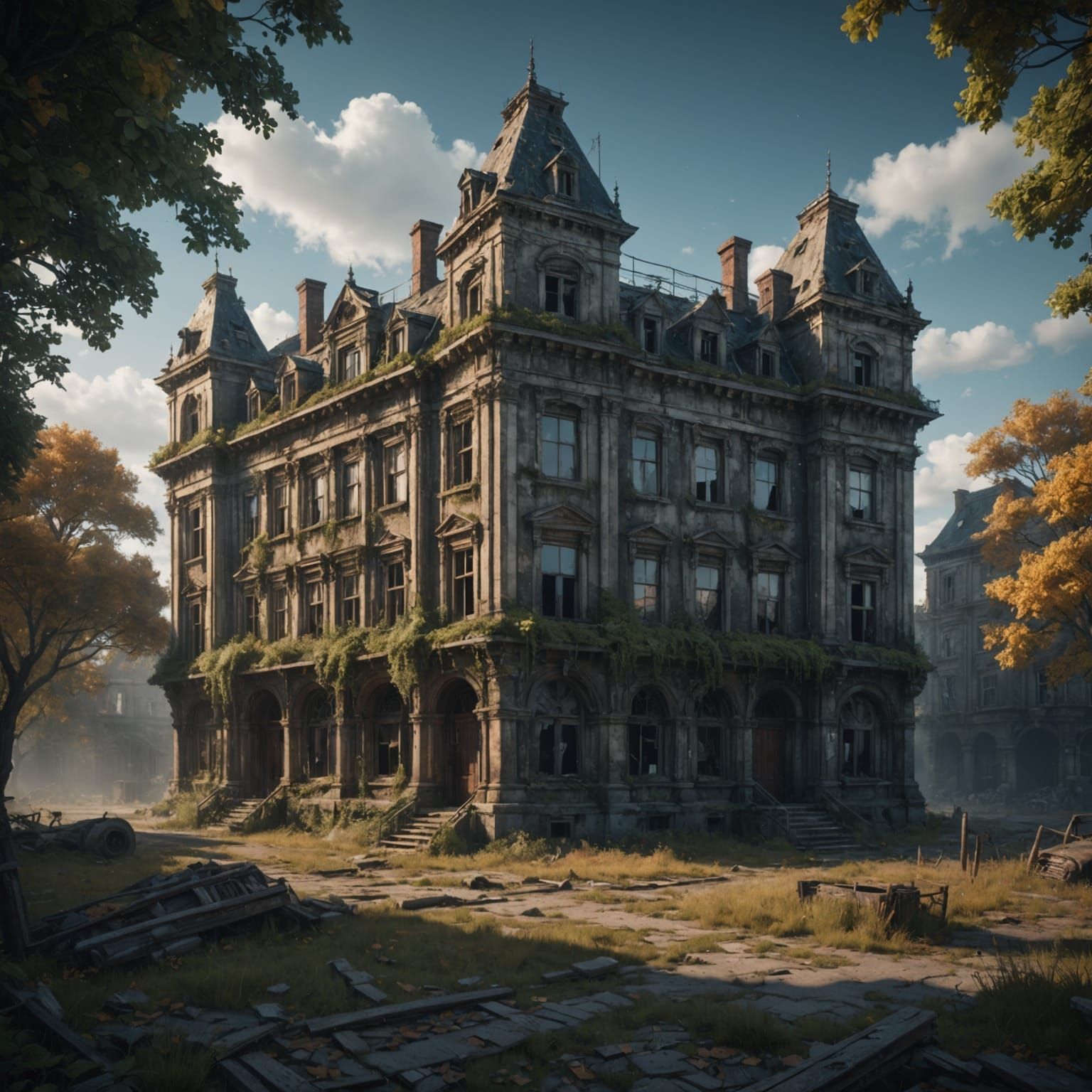 Mysterious Abandoned Structure in a Vortex of Color