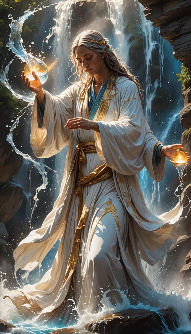 Ethereal Celestial Being Creates Waterfall: Splash Art