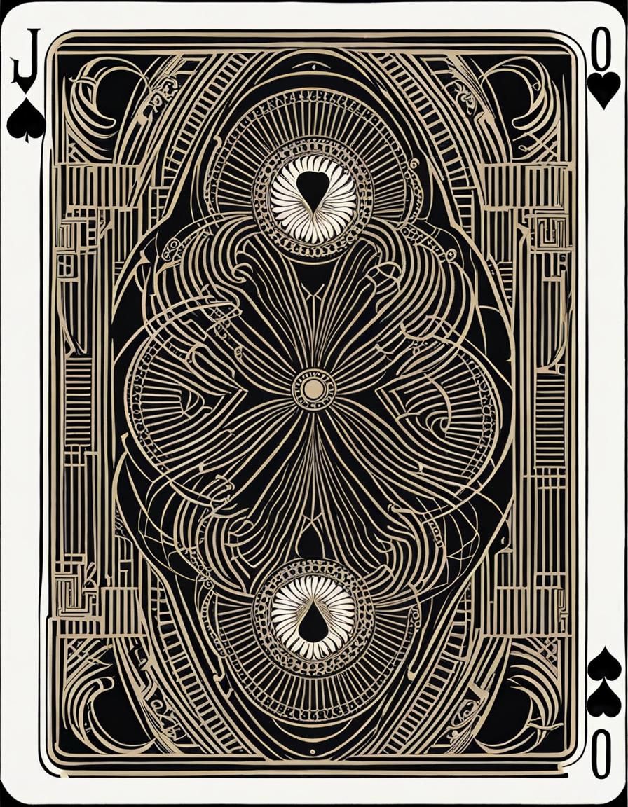 Macabre Art Deco Playing Card Back with Mask