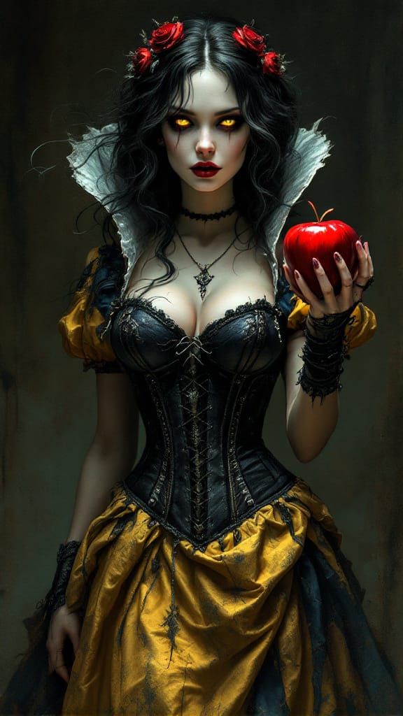 Evil Snow White Portrait in Gothic Dark Romanticism Style