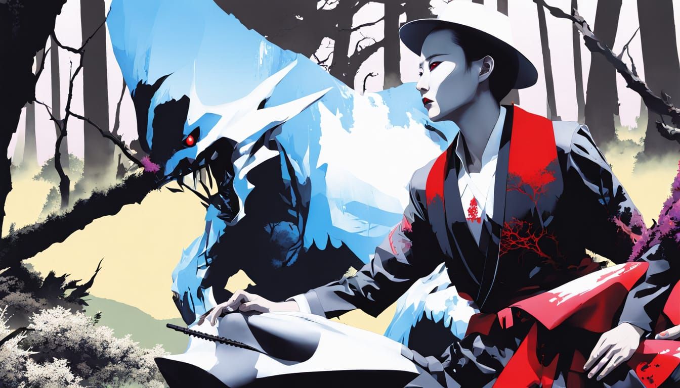 Monstrous Creature in Dark Forest Surrealism