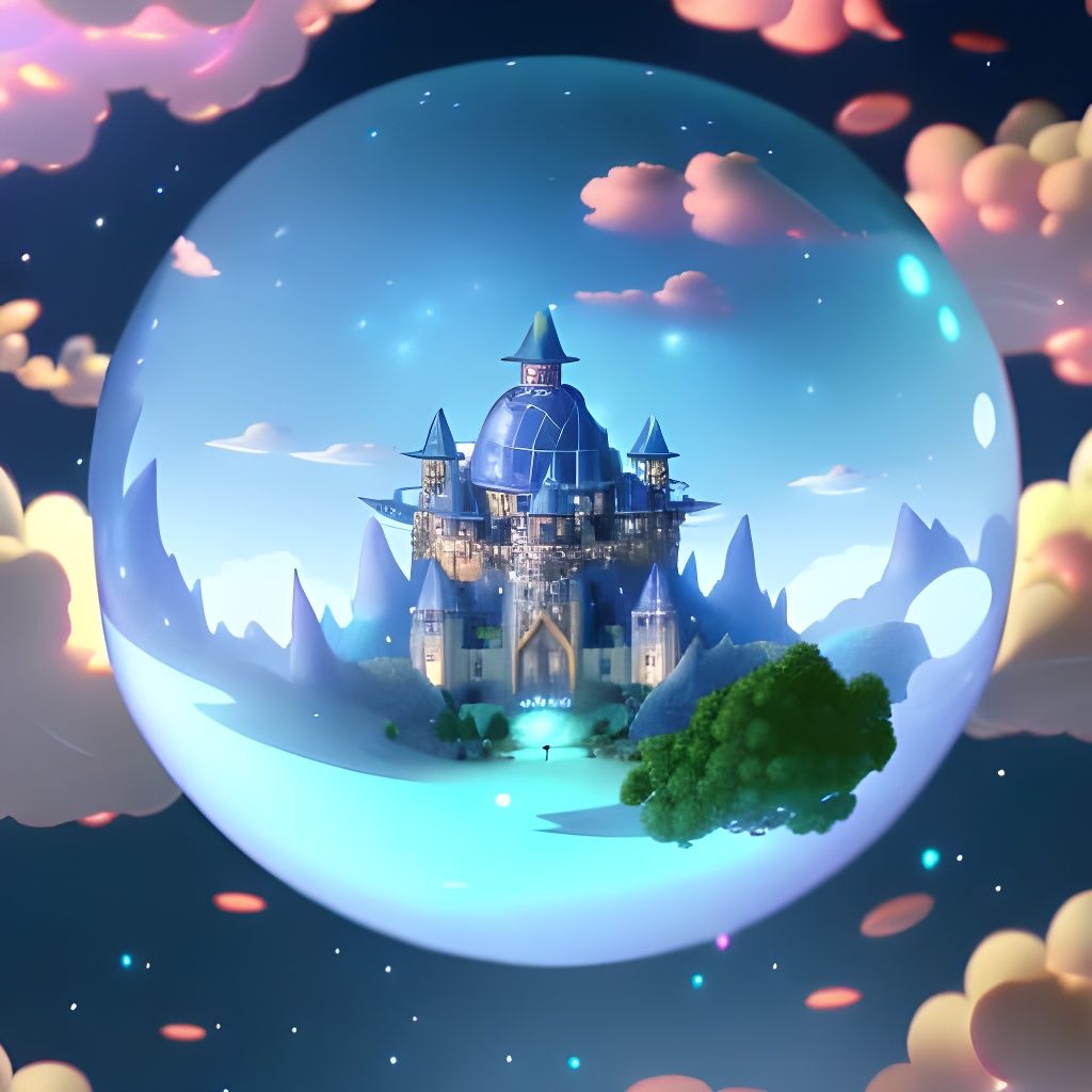 Anime Orb with Castle and Starry Night