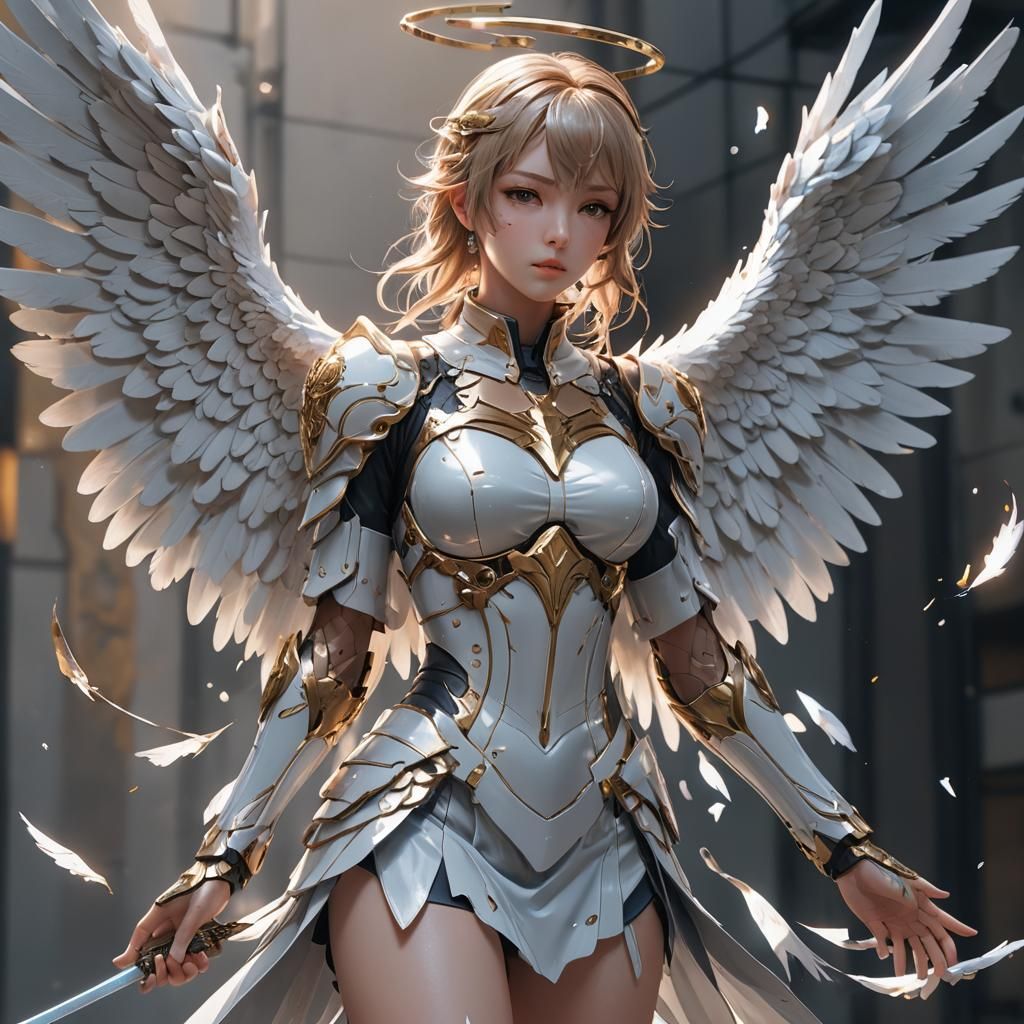 Anime Angel Girl in 3D, Detailed Full Body