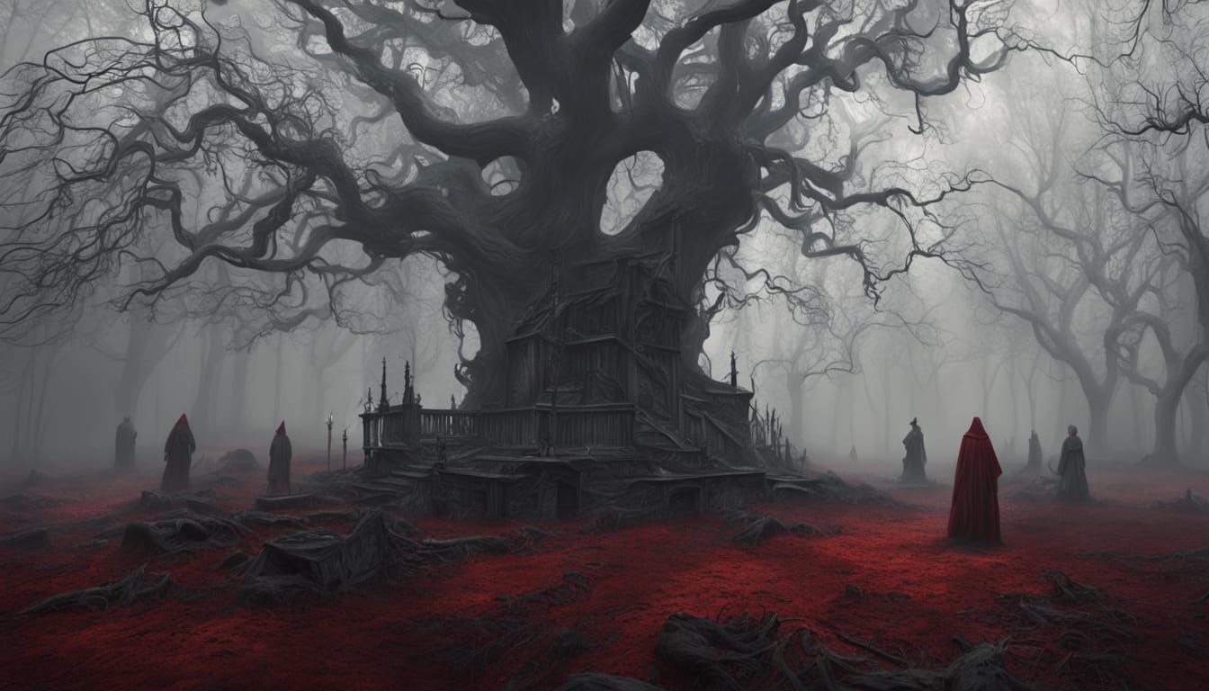 Gothic Forest Fog with Hellish Creatures in Surreal Style