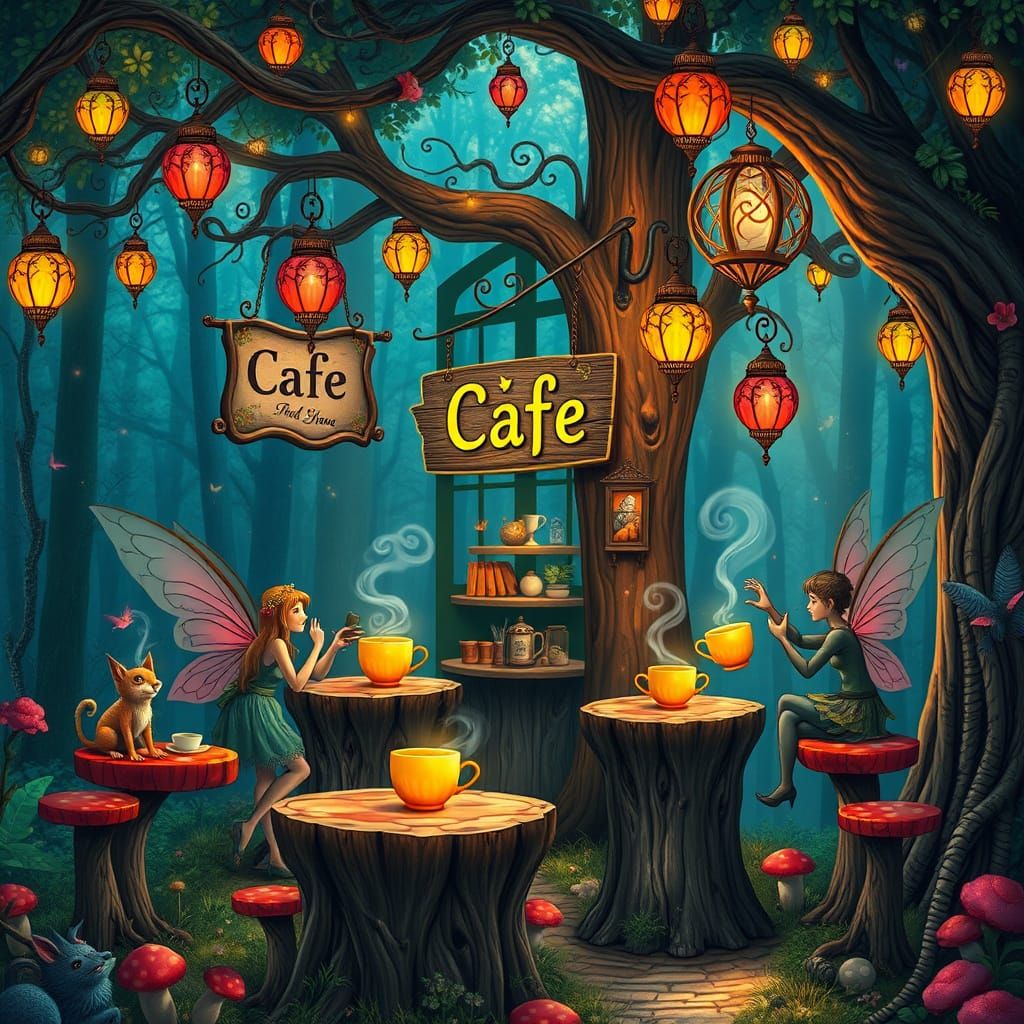Enchanted Woodland Cafe With Fairy Baristas