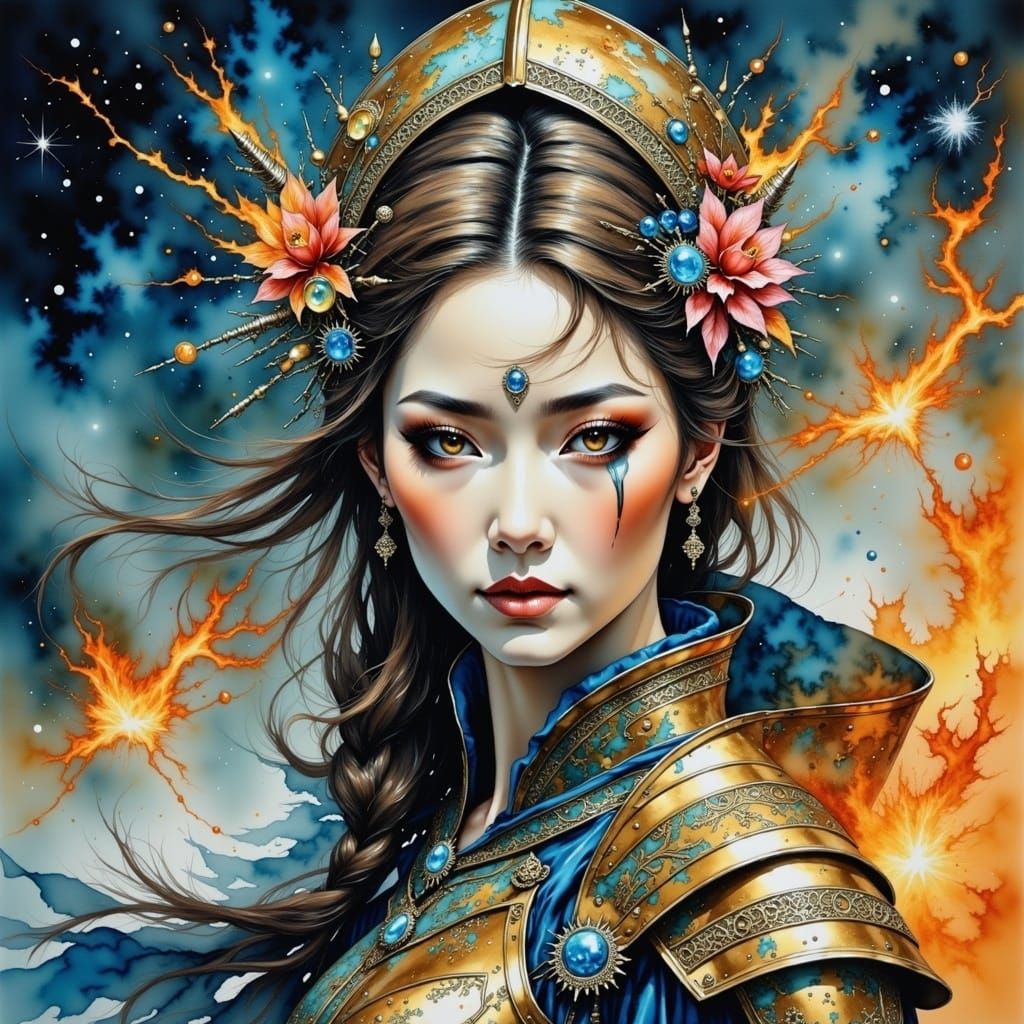 Ethereal Female Knight in Baroque Armor