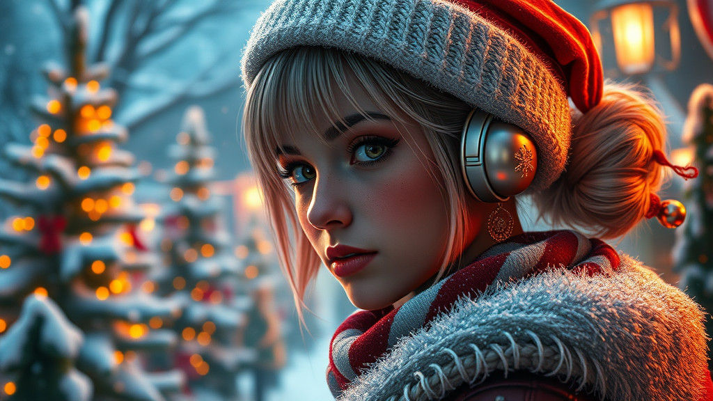 Punk Christmas Lady in Winter Wonderland