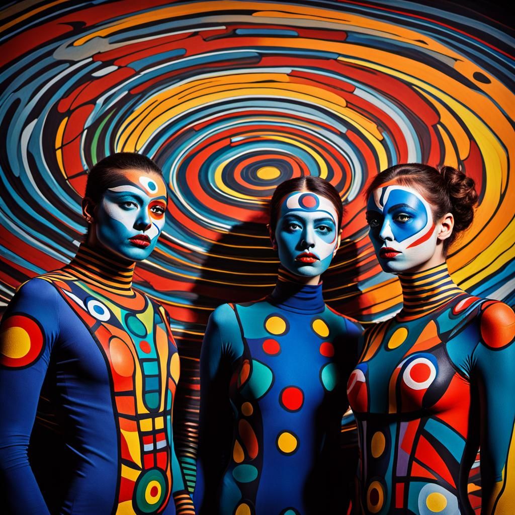 Abstract Figures in Kandinsky Style with Strobe Lighting