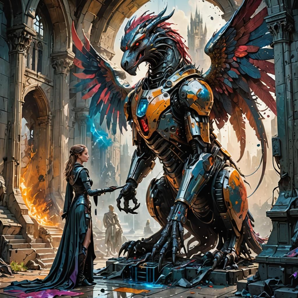 Griffin Knighthood Ceremony in Futuristic Castle