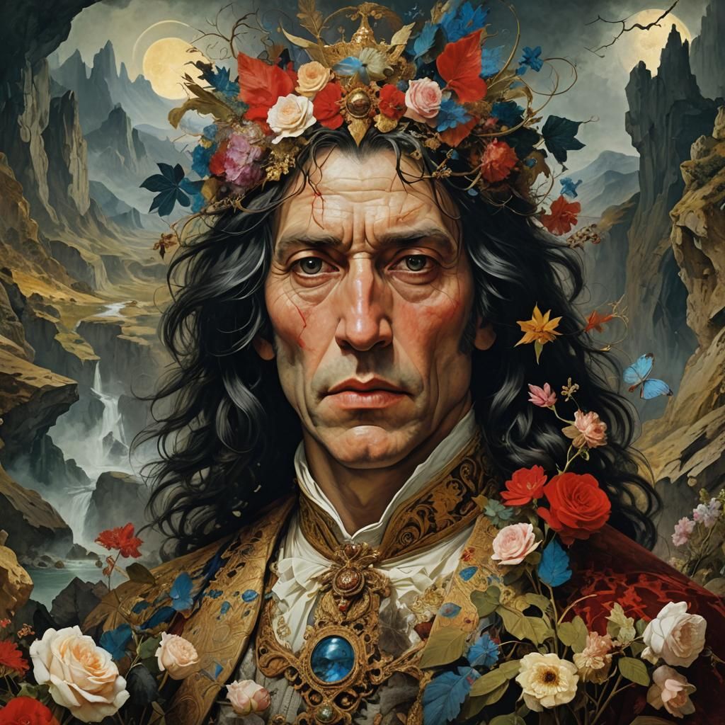 Surreal Portrait in Maximalist Fantasy Landscape