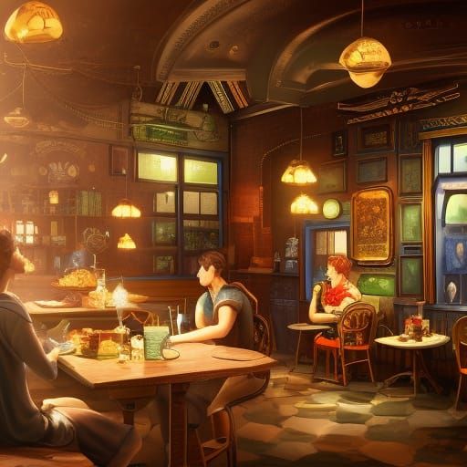 Detailed British Cafe Concept Art