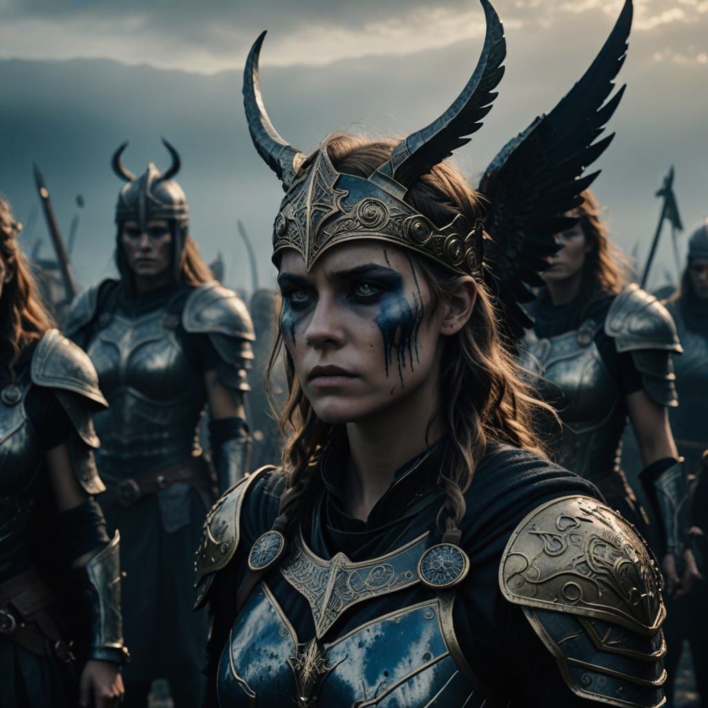 Undead Valkyries in Ominous Fog, Dark Fantasy Art