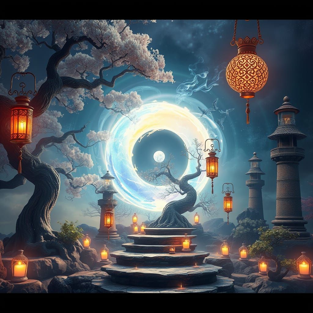 Ethereal Portal Scene in Whimsical Fantasy Style
