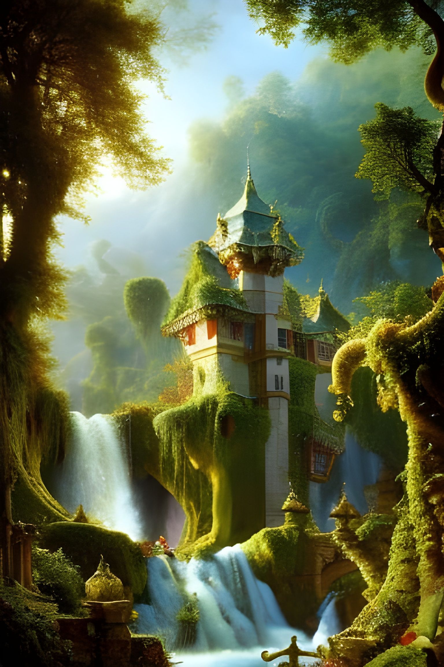 Ornate Medieval Castle Village in Wild Jungle