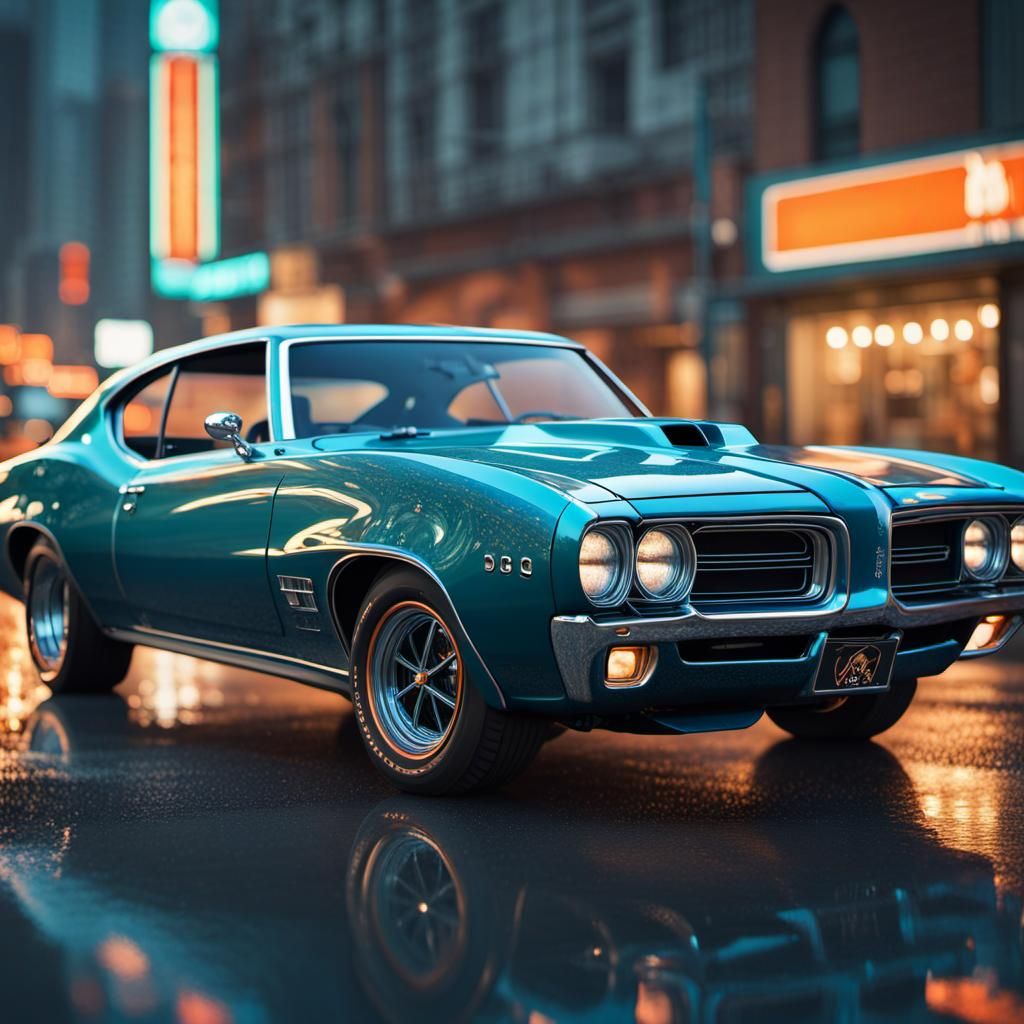 Metal Flake Blue 1969 Pontiac GTO Concept Art