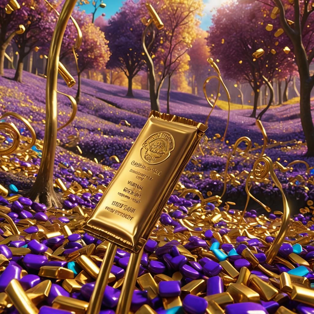 Wonka Chocolate Bar Reveals Golden Ticket, Digital Art