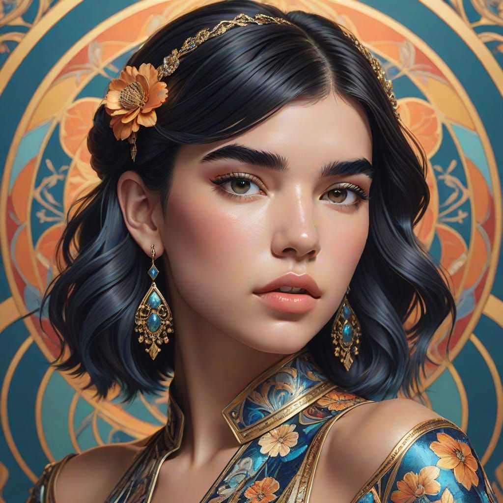 Confident Sensuality in Art Nouveau Elegance