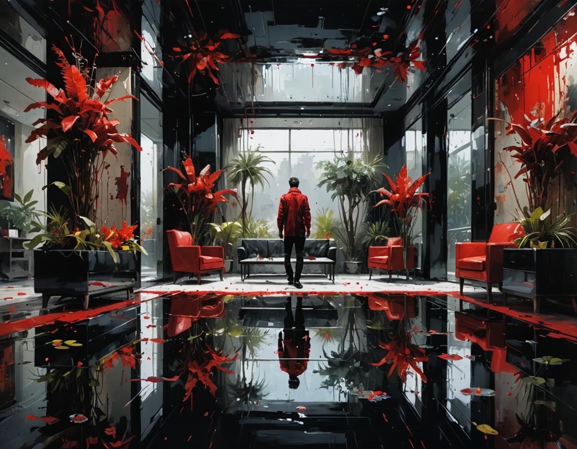 Luxury Hotel Interior with Water Reflections in Fine Art Sty...