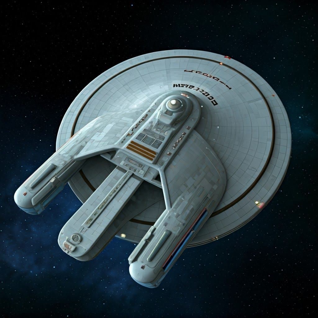 Sleek 24th Century Starship in Photorealistic Style