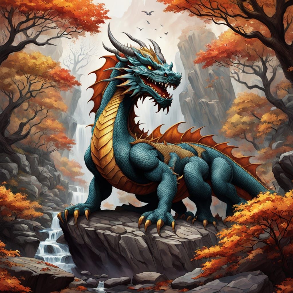 Vaporous Dragon in Autumn Forest Comic Art