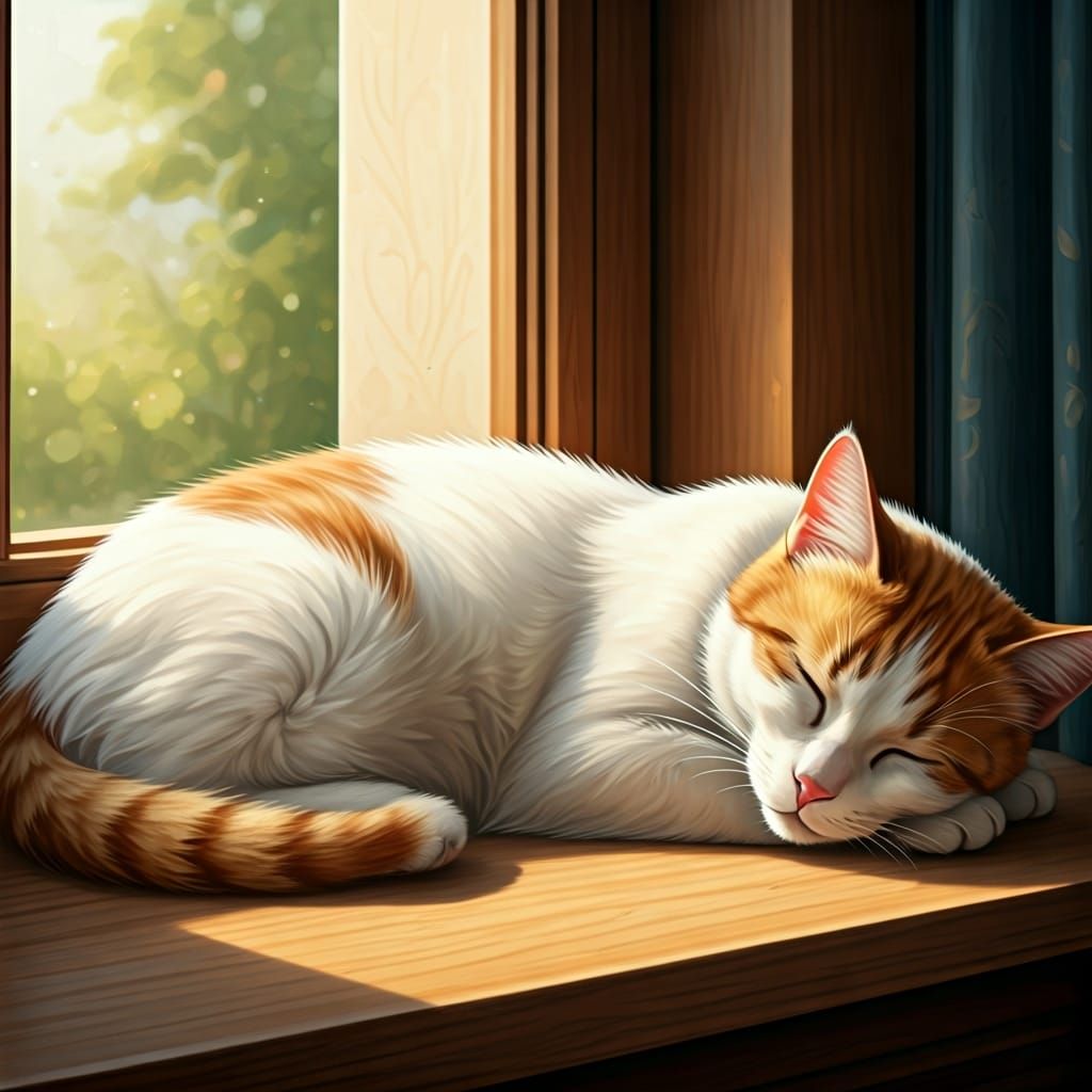 Cat Nap in Beatrix Potter Style